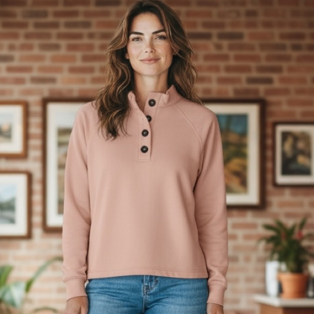 NWT Mohnton Made x Stitch Fix Women’s Blush‎ Pink Cropped Sweatshirt Cabin Core
